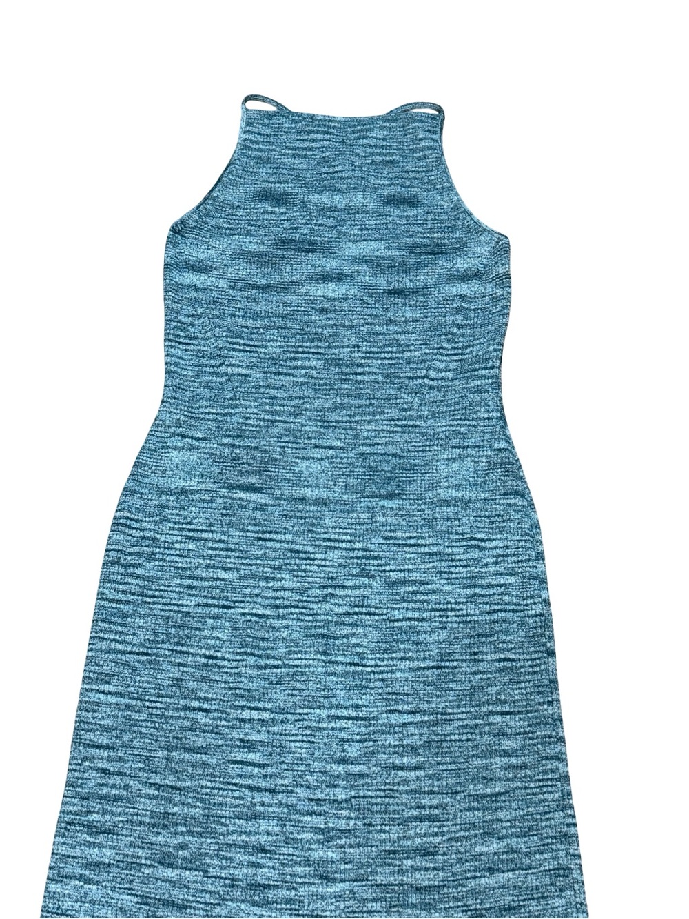 ✨ Banana Republic Sea Teal Space Dye Midi Sweater Dress Strappy Back Tank Size S - Picture 4 of 14